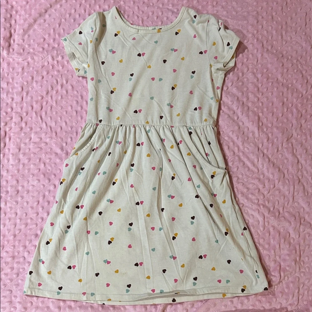 Cat & Jack Cream Dress with Multicolor Hearts